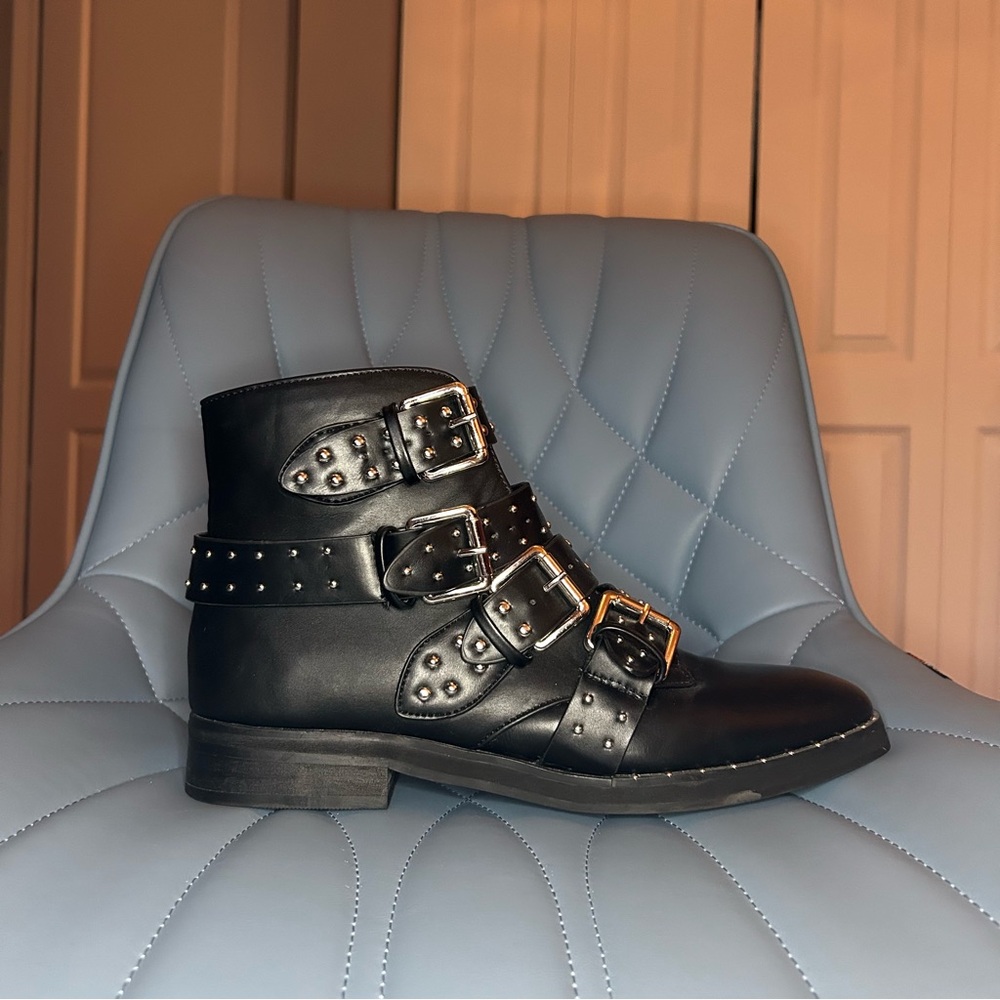 Public Desire Black Ankle Boots with Buckles